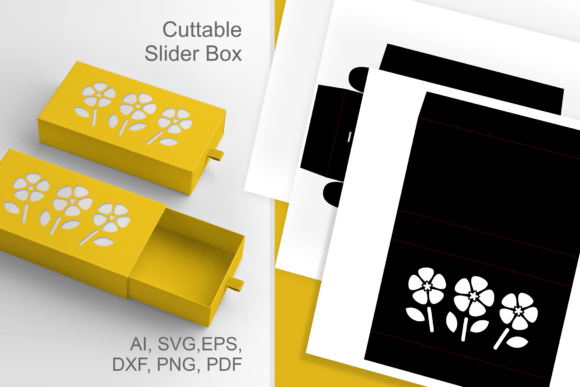 3 Primroses Slive and Drawer Favor Box: A 3D SVG Shapes Gem