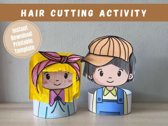 Adorable 3D SVG Hair Cutting Activity for Toddler