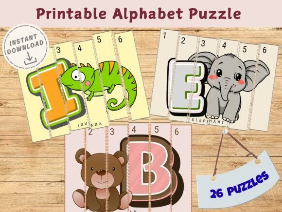 Animal Alphabet 3D SVG Puzzles for School Branding