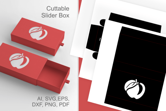 Apple with Leaf Cutout - Drawer Gift Box for Fall 3D SVG