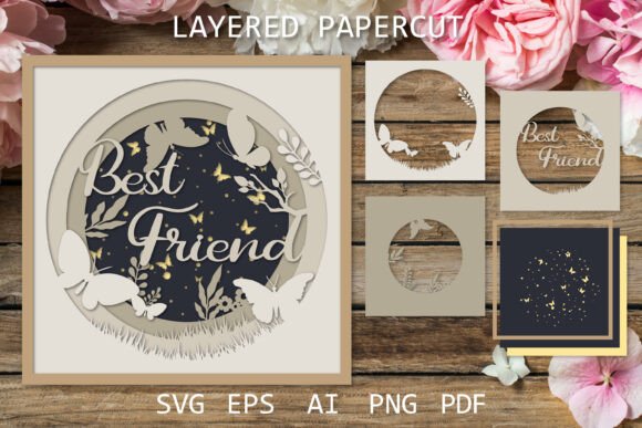 Best Friend Layered Papercut Card SVG: A 3D SVG for Shadow Boxes
