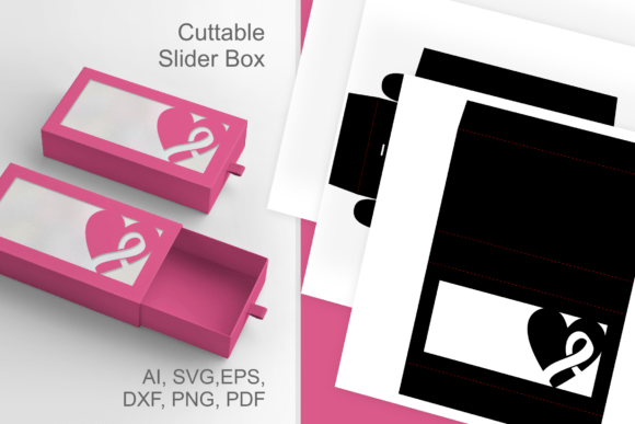 Cancer Awareness Ribbon Heart 3D SVG Objects