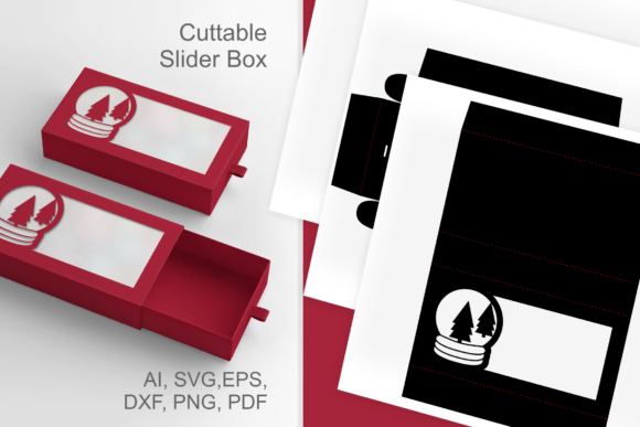 Christmas 3D SVG: Snow Globe Wide Window Drawer Gift Box
