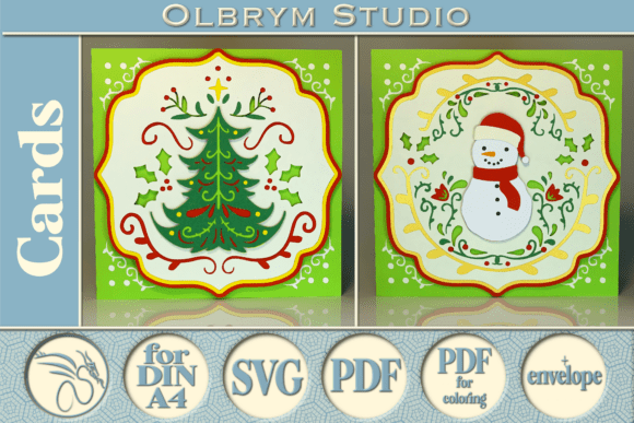Christmas Tree Snowman Gift Card 3D SVG