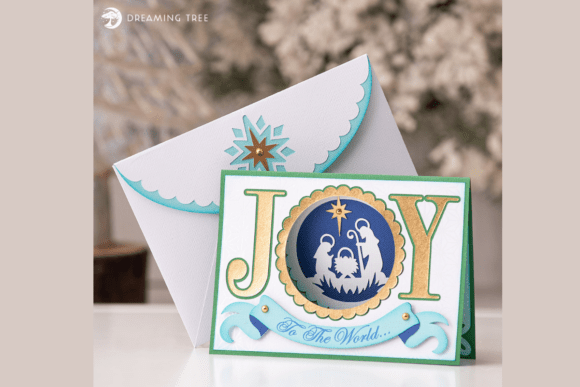 Elegant 3D SVG Joy Nativity Card for Christmas