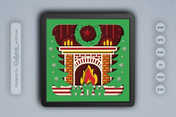 Fireplace Christmas 3D SVG: A Designer's Review