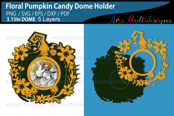 Floral Pumpkin Candy Dome Holder 3D SVG for Thanksgiving
