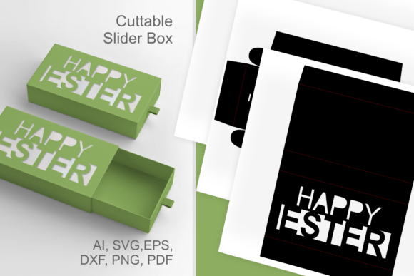 Happy Easter Typography Sliding Drawer 3D SVG