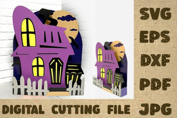 Haunted House 3D SVG: A Spooky Halloween Design Asset