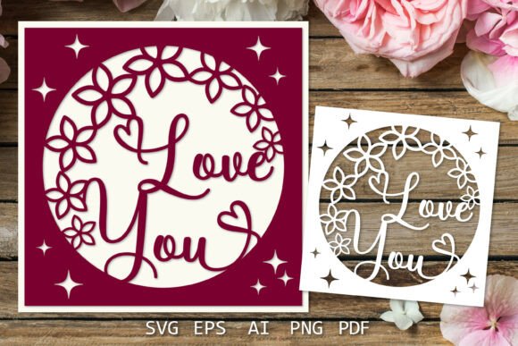 Love You Card 3D SVG for Elegant Greeting Cards