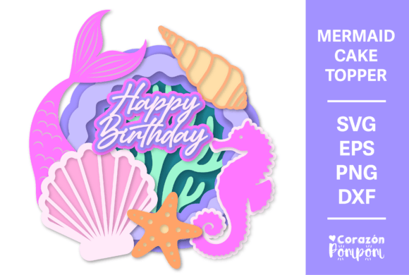 Mermaid Cake Topper: A Summer 3D SVG Delight