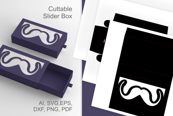 Mustache Window 3 - Slive N Drawer Box: A 3D SVG for Celebrations