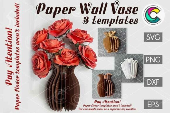 Paper Wall Vase SVG: 3D Shapes for Crafters