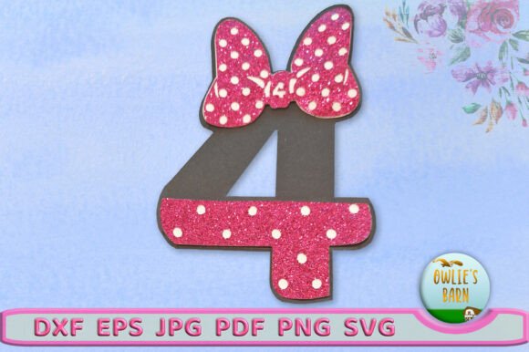 Polka-dot Number 4: A Charming 3D SVG for Birthdays