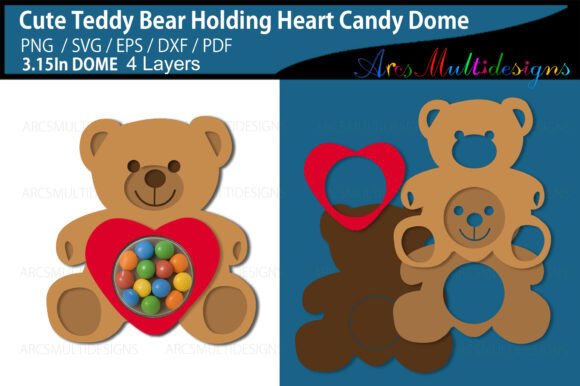 Review: Teddy Bear Holding Heart Candy Dome 3D SVG for Crafters