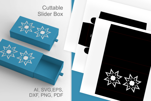 Winter Crystals - Slive Drawer 3D SVG Favor Box